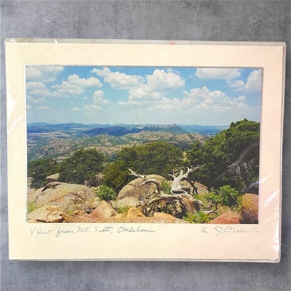 View from Mt Scott Oklahoma Photo Signed Joan Frederick Photography & Mat Only - Picture 1 of 7